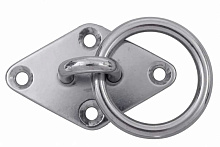 Крепежная планка ромб 79х49 мм с проушиной 8 мм и кольцом, нержавеющая сталь (Cim)