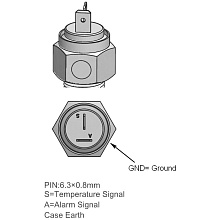 Датчик температуры воды 40-120 гр., сигнализация 98 гр., резьба 1/2"-14NPT