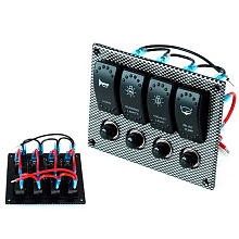 Панель борт. питания, 4 переключателя со светодиодной подсветкой, 12/24 В 