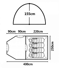 Палатка туристическая 4-х местная CW 1036, 400х250х155 см