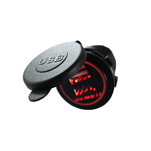 Разъем USB 2.4А LIFER Quick Charge QC3.0 (2 порта, быстрая зарядка, подсветка)