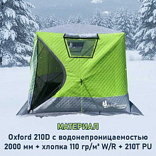 Палатка КУБ 2,1х2,1х1,7,  3-х слойная, для зимней рыбалки MirCamping