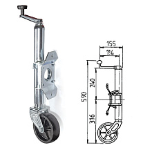 Колесо опорное для прицепа, 360 кг., арт. WT-26S