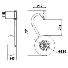 Транцевые быстросъемные колеса 330 мм, Техномарин для лодок типа "Солар", нерж. сталь