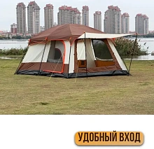 Палатка шатер с тамбуром Coolwalk CW 096-12, 420х305х210 см. (коричневый)