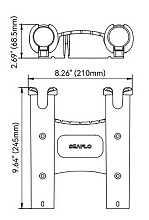 Держатель удилищ SeaFlo, два стакана, белый пластик, 245×210 мм