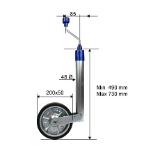 Колесо опорное для прицепа, 300 кг., арт. 6659030
