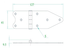 Петля 127х41 мм., нержавеющая