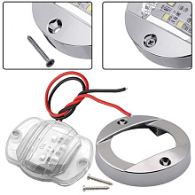 Огни кормовые врезные LED, синий, 2,2 Вт, 12 В, Ø 75 мм (комплект  из 4 шт.)