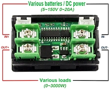 Электронный тестер (кулометр), 150 В 20 А