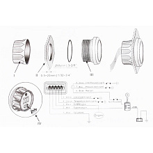 Тахометр 0-7000 об/мин с авар. сигнализ. делитель 1-10, нерж. ободок, д. 85 мм, черный
