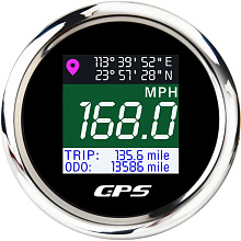 GPS-спидометр электронный, черный циферблат, нерж. ободок, выносная антен, д. 52 мм.