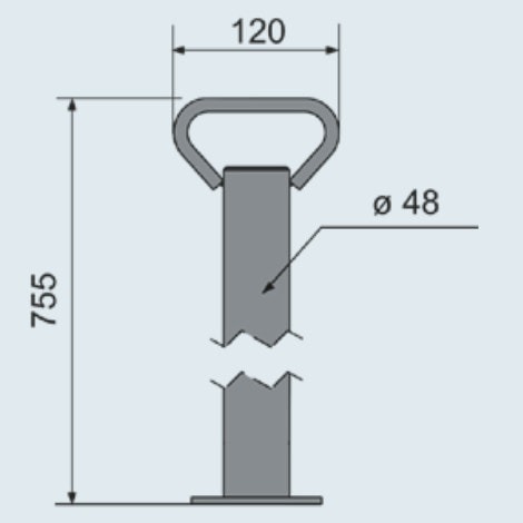 Опорная стойка для прицепа AL-KO, d=48 мм., H=755 мм., 200 кг., арт. 205617